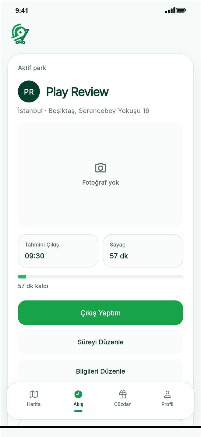 Yakındaki park hareketleri akışı